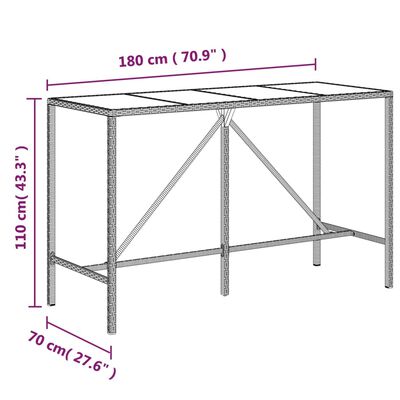 vidaXL 9 Piece Garden Bar Set with Cushions Grey Poly Rattan