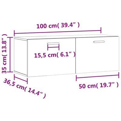 vidaXL Wall Cabinet Sonoma Oak 100x36.5x35 cm Engineered Wood