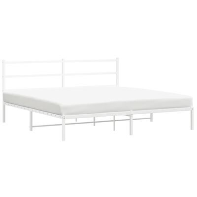 vidaXL Metal Bed Frame without Mattress with Headboard White 193x203 cm