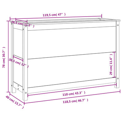 vidaXL Garden Raised Bed 119.5x40x78 cm Solid Wood Douglas