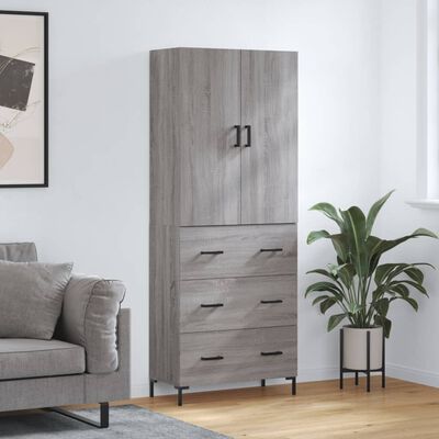 vidaXL Highboard Grey Sonoma 69.5x34x180 cm Engineered Wood