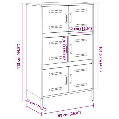 vidaXL Highboard Pink 68x39x113 cm Steel