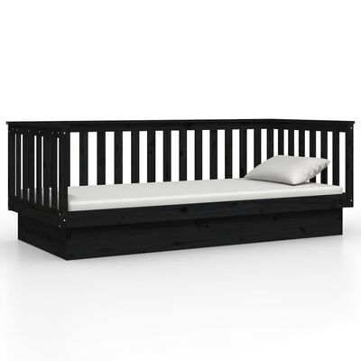 vidaXL Day Bed without Mattress Black 80x200 cm Solid Wood Pine