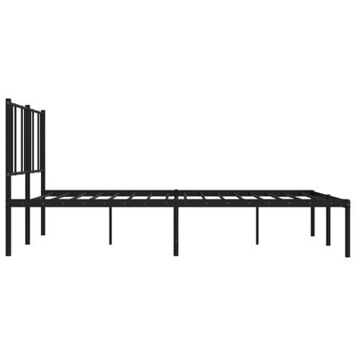 vidaXL Metal Bed Frame without Mattress with Headboard Black 183x213 cm