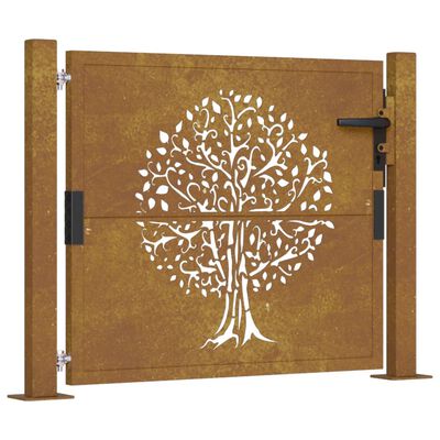 vidaXL Garden Gate 105x105 cm Corten Steel Tree Design