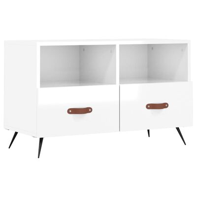 vidaXL TV Cabinet High Gloss White 80x36x50 cm Engineered Wood