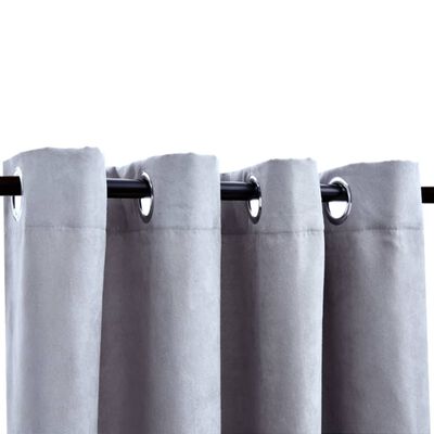 vidaXL Blackout Curtains with Metal Rings 2 pcs Grey 140x225 cm