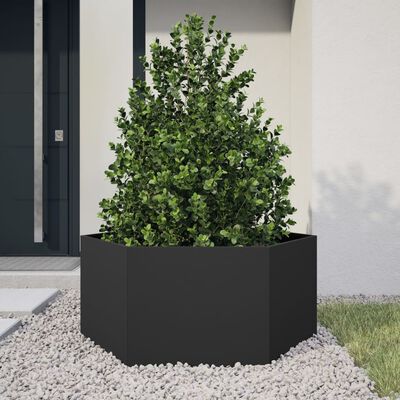 vidaXL Garden Planter Black Hexagon 104x90x45 cm Steel