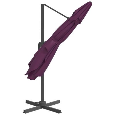 vidaXL LED Cantilever Garden Parasol Bordeaux Red 400x300 cm