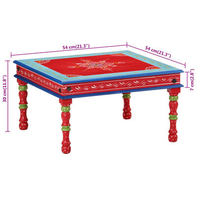 vidaXL Coffee Table Red Hand Painted Solid Wood Mango