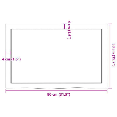 vidaXL Bathroom Countertop 80x50x(2-6) cm Untreated Solid Wood