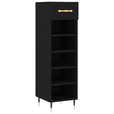 vidaXL Shoe Cabinet Black 30x35x105 cm Engineered Wood