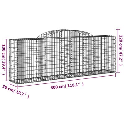 vidaXL Arched Gabion Baskets 20 pcs 300x50x100/120 cm Galvanised Iron