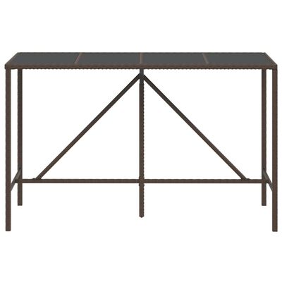 vidaXL Bar Table with Glass Top Brown 180x70x110 cm Poly Rattan