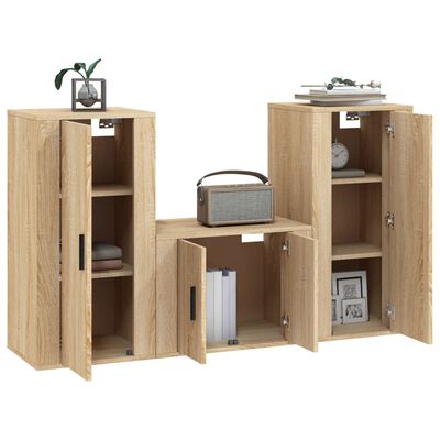 vidaXL 3 Piece TV Cabinet Set Sonoma Oak Engineered Wood