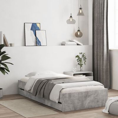 vidaXL Bed Frame with Drawers without Mattress Concrete Grey 100x200 cm