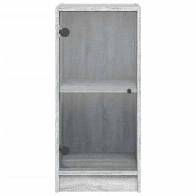 vidaXL Side Cabinet with Glass Doors Grey Sonoma 35x37x75.5 cm