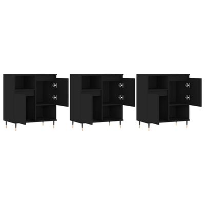 vidaXL Sideboards 3 pcs Black Engineered Wood