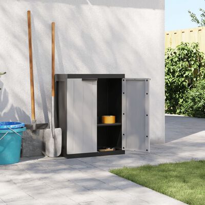 vidaXL Outdoor Storage Cabinet Grey and Black 65x37x85 cm PP