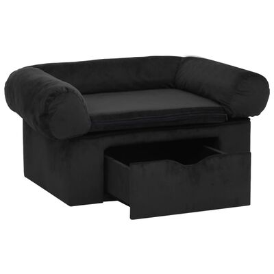 vidaXL Dog Sofa with Drawer Black 75x50x38 cm Plush