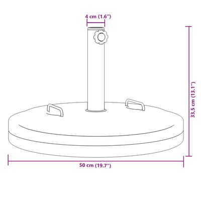 vidaXL Parasol Base with Handles for Ø38 / 48 mm Poles 25 kg Round