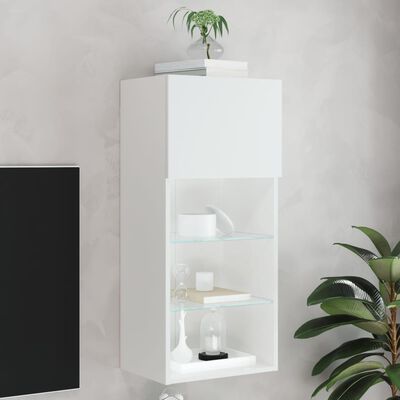 vidaXL TV Cabinet with LED Lights White 40.5x30x90 cm