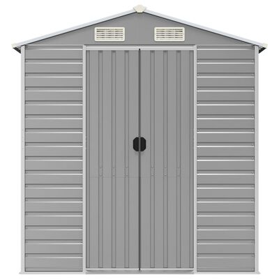 vidaXL Garden Shed Light Grey 191x555x198 cm Galvanised Steel