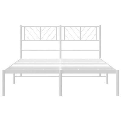 vidaXL Metal Bed Frame without Mattress with Headboard White 120x190 cm Small Double