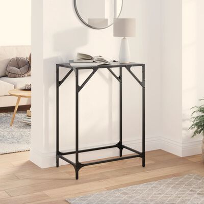 vidaXL Console Table with Black Glass Top 60x35x81 cm Steel