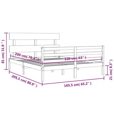 vidaXL Bed Frame without Mattress 160x200 cm Solid Wood