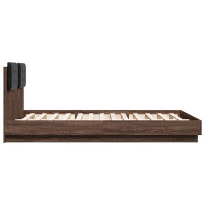 vidaXL Bed Frame with LED without Mattress Brown Oak 150x200 cm King Size