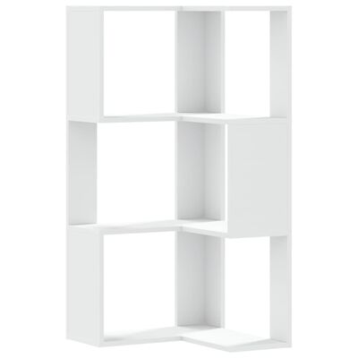 vidaXL Corner Bookcase 3-Tier White 50x50x102 cm Engineered Wood