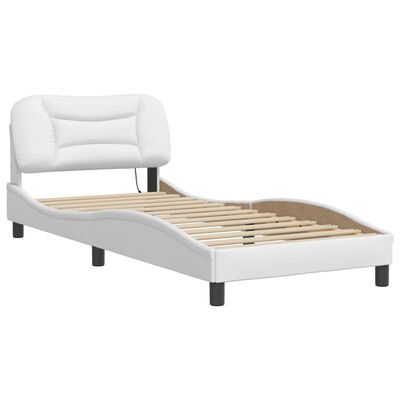 vidaXL Bed Frame with LED without Mattress White 90x190 cm Single