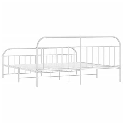 vidaXL Metal Bed Frame without Mattress with Footboard White 200x200 cm