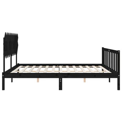 vidaXL Bed Frame without Mattress Black Double Solid Wood Pine