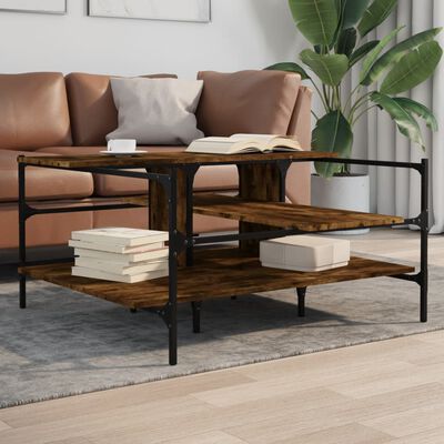 vidaXL Coffee Table Smoked Oak 100x100x48.5 cm Engineered Wood