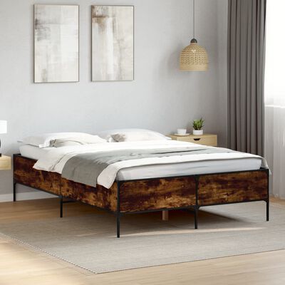 vidaXL Bed Frame without Mattress Smoked Oak 160x200 cm