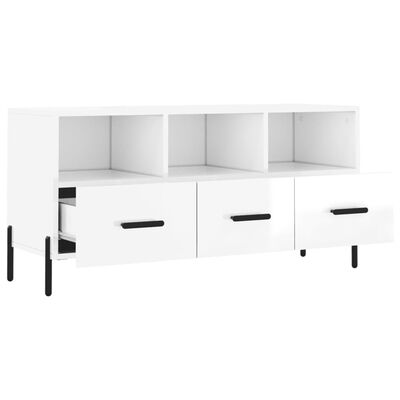 vidaXL TV Cabinet High Gloss White 102x36x50 cm Engineered Wood