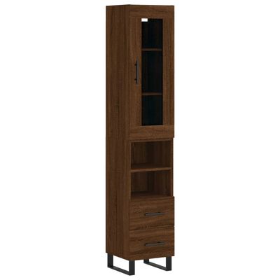 vidaXL Highboard Brown Oak 34.5x34x180 cm Engineered Wood