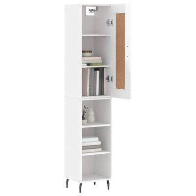 vidaXL Highboard High Gloss White 34.5x34x180 cm Engineered Wood