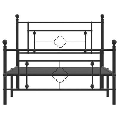 vidaXL Metal Bed Frame without Mattress with Footboard Black 107x203 cm