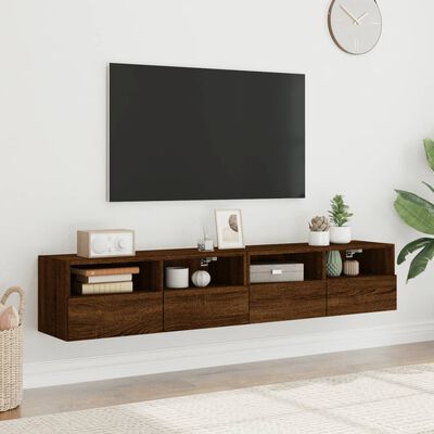 vidaXL TV Wall Cabinets 2 pcs Brown Oak 80x30x30 cm Engineered Wood