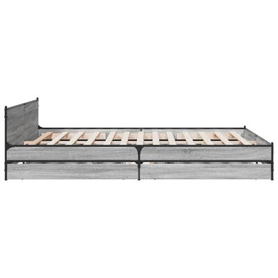 vidaXL Bed Frame with Drawers without Mattress Grey Sonoma 200x200 cm