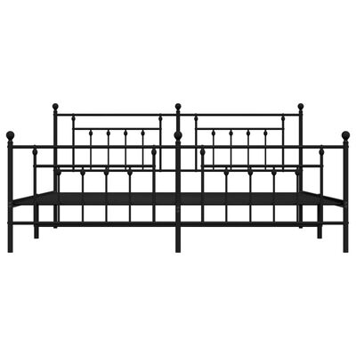 vidaXL Metal Bed Frame without Mattress with Footboard Black 200x200 cm