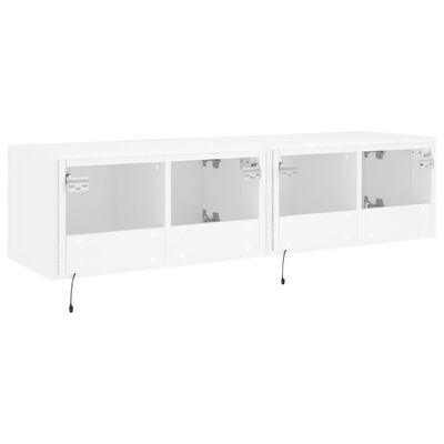 vidaXL TV Wall Cabinets with LED Lights 2 pcs White 60x35x31 cm
