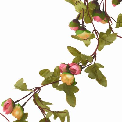 vidaXL Christmas Flower Garlands 6 pcs Pink 215 cm