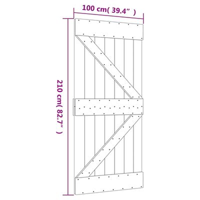 vidaXL Sliding Door with Hardware Set 100x210 cm Solid Wood Pine