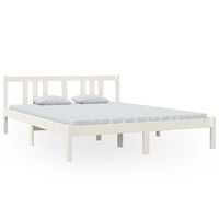 vidaXL Bed Frame without Mattress White Solid Wood 150x200 cm King Size