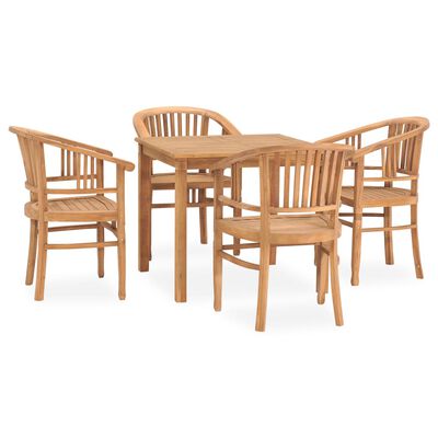 vidaXL 5 Piece Garden Dining Set Solid Teak Wood