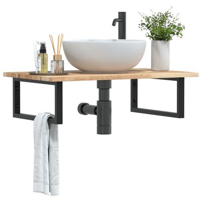 vidaXL Basin Shelf Wall Mounted Steel and Solid Wood Acacia